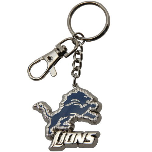 Detroit Lions Silvertone Keychain Zamac Logo